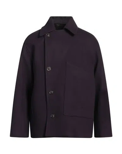 Lardini Man Coat Dark Purple Size 38 Wool, Polyamide