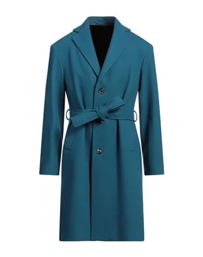 Lardini Man Coat Deep Teal Size 40 Wool, Polyamide In Green
