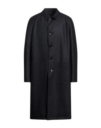 Lardini Man Coat Midnight Blue Size 46 Wool In Black