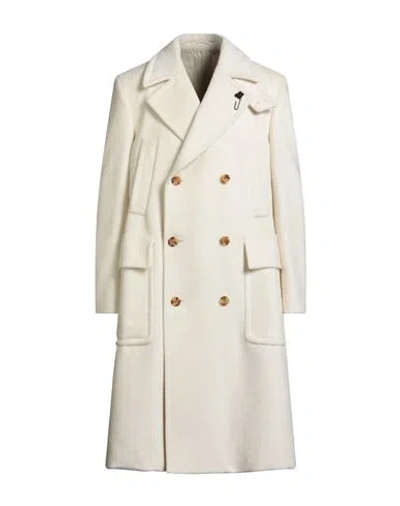 LARDINI LARDINI MAN COAT WHITE SIZE 38 VIRGIN WOOL, ALPACA WOOL