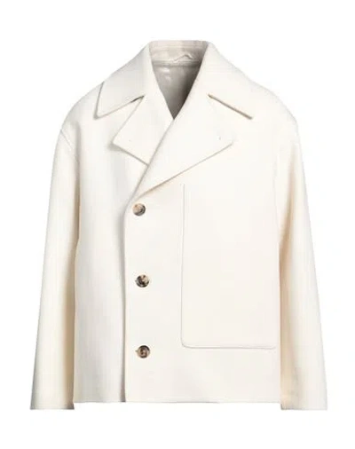 Lardini Man Coat White Size 40 Wool, Polyamide