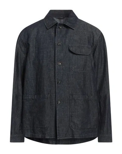 Lardini Man Denim Shirt Blue Size Xl Cotton, Linen
