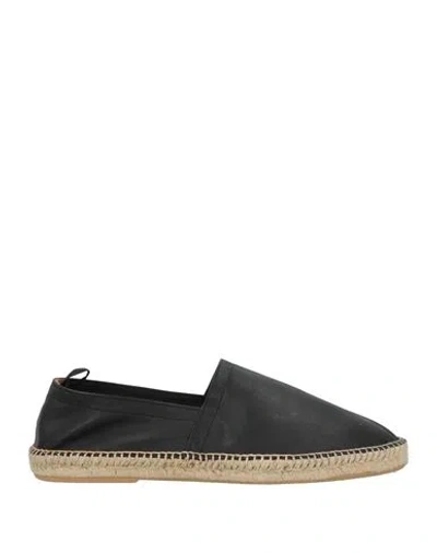 Lardini Man Espadrilles Black Size 8 Leather