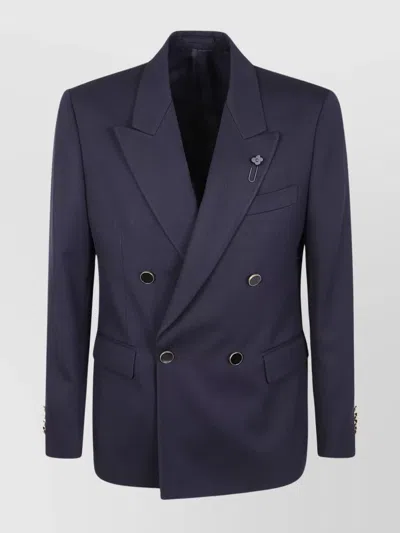 Lardini Man Feeling Double-breasted Jacket With Button Detailing In Blue