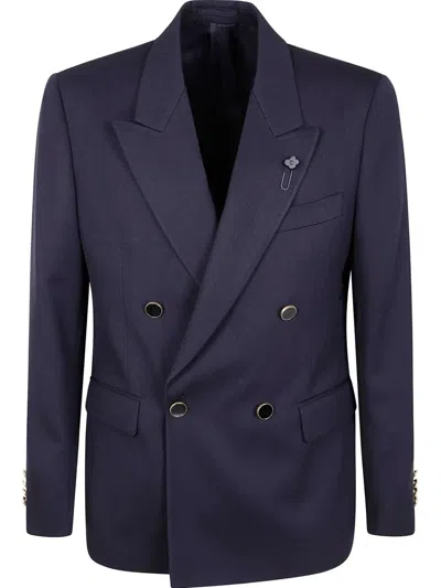 Lardini Man Feeling Double-breasted Jacket With Button Detailing In Blue