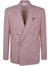 Lardini Structured Double-breasted Jacket Button Detailing In Pale Pink