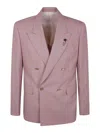 Lardini Structured Double-breasted Jacket Button Detailing In Pink