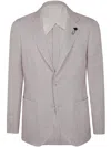 Lardini Iconic Textured Fabric Jacket With Button Cuffs In Butter