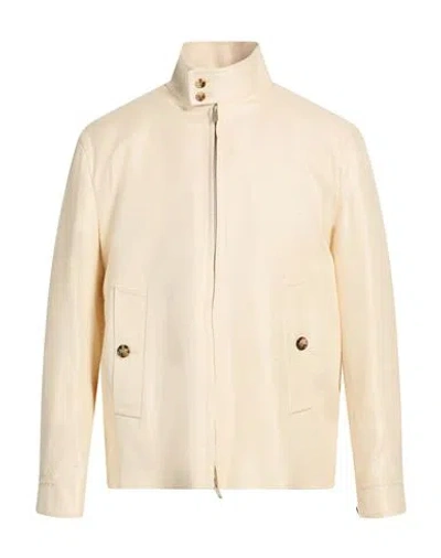 Lardini Man Jacket Cream Size 42 Silk In Neutral
