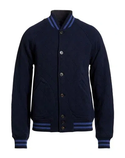 Lardini Man Jacket Midnight Blue Size L Wool, Polyamide