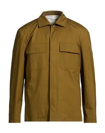 Lardini Man Jacket Military Green Size M Cotton, Elastane In Brown