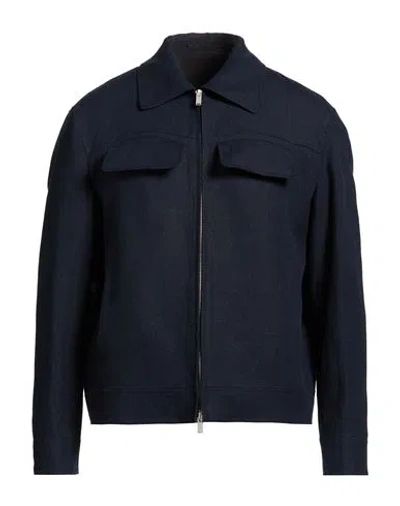 Lardini Man Jacket Navy Size Xl Linen In Blue