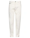 Lardini Man Jeans Ivory Size 33 Cotton, Elastane In White