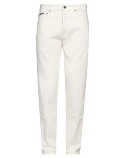 Lardini Man Jeans Ivory Size 33 Cotton, Elastane In White