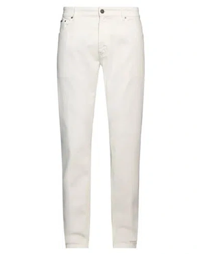 Lardini Man Jeans Ivory Size 38 Cotton, Elastane