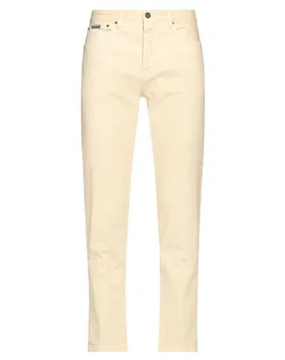 Lardini Man Jeans Pastel Yellow Size 33 Cotton, Elastane