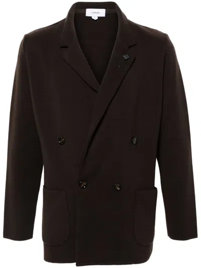 Lardini Man Knit Jacket In Brown