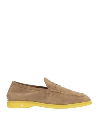 Lardini Man Loafers Camel Size 11 Leather In Beige