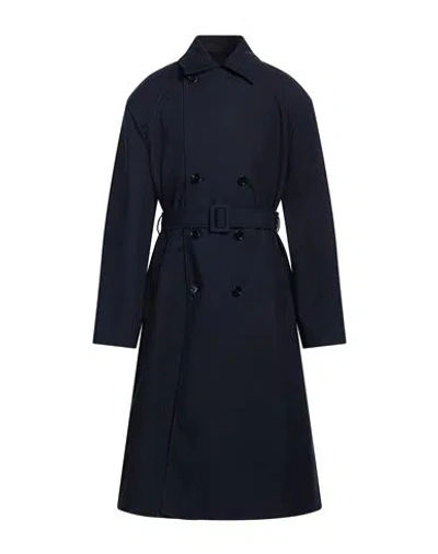 Lardini Man Overcoat & Trench Coat Navy Size 42 Virgin Wool, Mohair Wool In Blue