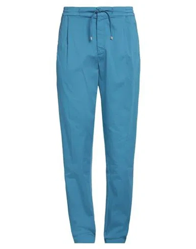 Lardini Man Pants Azure Size 40 Cotton, Lycra, Elastane In Blue