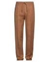 Lardini Man Pants Camel Size 36 Linen In Beige