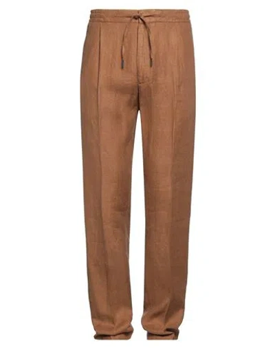 Lardini Man Pants Camel Size 36 Linen In Beige