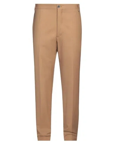 Lardini Man Pants Camel Size 38 Wool, Elastane In Sand