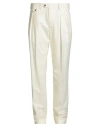 Lardini Man Pants Ivory Size 40 Wool, Elastane In White