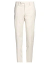 Lardini Linen-blend Flat-front Trousers In Off White