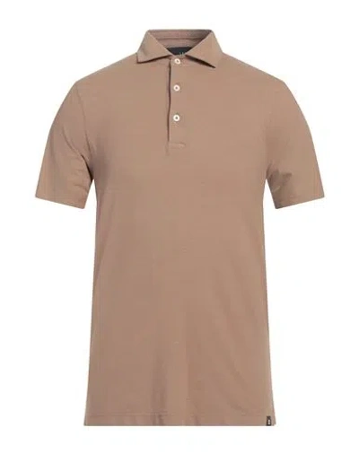 Lardini Man Polo Shirt Camel Size 42 Cotton In Beige