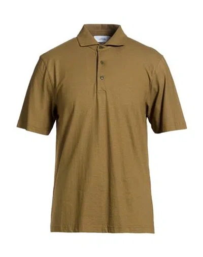 Lardini Man Polo Shirt Khaki Size M Cotton In Brown