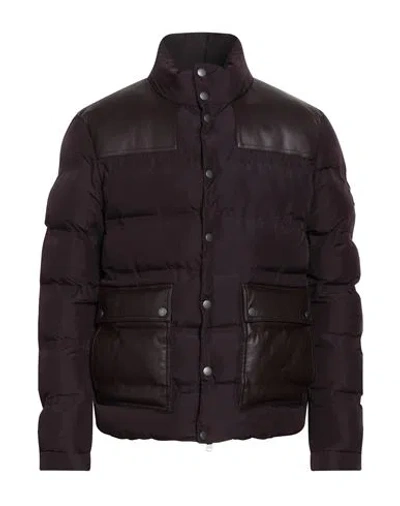 Lardini Man Puffer Dark Purple Size 40 Polyester, Shearling