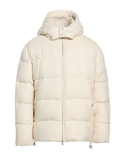 Lardini Man Puffer Ivory Size 40 Wool, Silk In Neutral