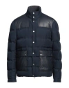 Lardini Man Puffer Navy Size 42 Polyester, Shearling In Blue
