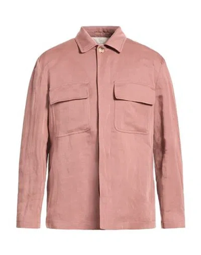 Lardini Man Shirt Antique Rose Size Xl Linen, Tencel In Pink