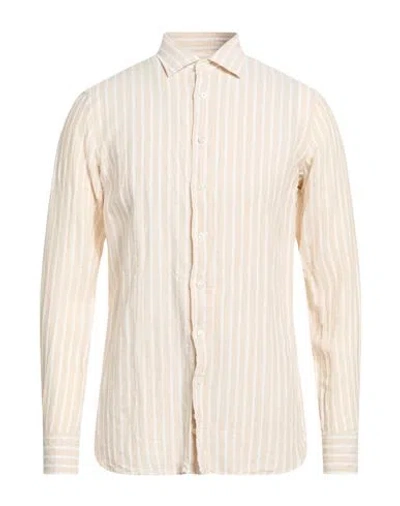 Lardini Man Shirt Beige Size 17 ½ Linen In Neutral