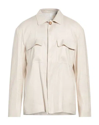 Lardini Man Shirt Beige Size 3xl Linen, Viscose, Elastane In Neutral