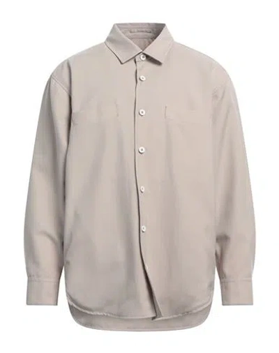 Lardini Man Shirt Beige Size S Polyester, Wool In Neutral