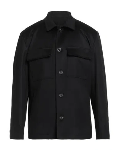 Lardini Man Shirt Black Size M Wool, Cashmere