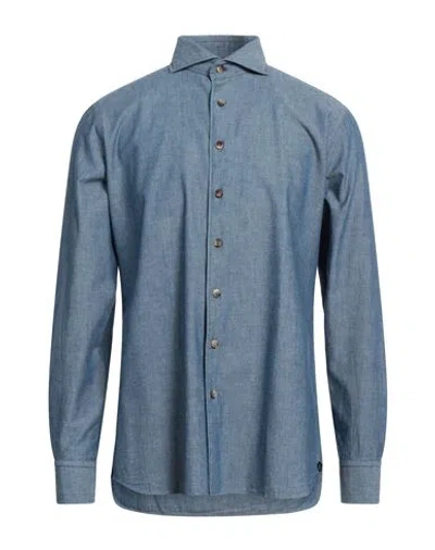 Lardini Man Shirt Blue Size 17 Cotton