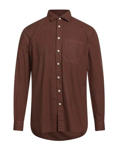 Lardini Man Shirt Brown Size 15 ¾ Cotton