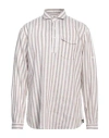 Lardini Man Shirt Brown Size L Linen In White