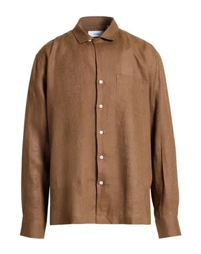 Lardini Man Shirt Brown Size Xl Linen