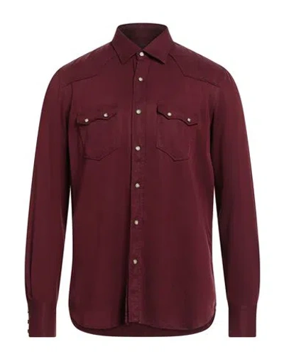 Lardini Man Shirt Burgundy Size 15 ¾ Lyocell