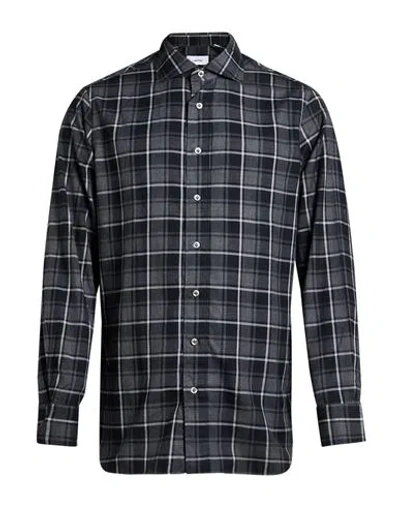 Lardini Man Shirt Charcoal Size 15 ¾ Cotton In Blue