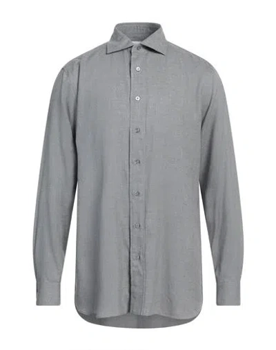 Lardini Man Shirt Grey Size 17 Modal, Wool In Gray