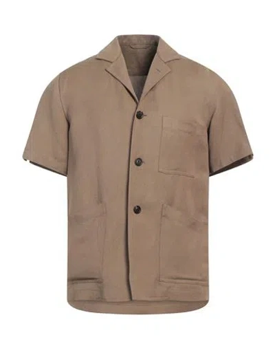 Lardini Man Shirt Khaki Size S Viscose, Linen In Beige