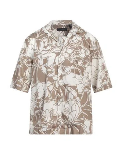 Lardini Man Shirt Khaki Size Xl Cotton In Brown