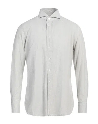 Lardini Man Shirt Light Grey Size 17 Cotton, Cashmere In Gray