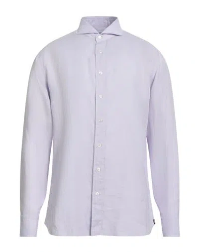 Lardini Man Shirt Lilac Size 17 ½ Linen In Purple